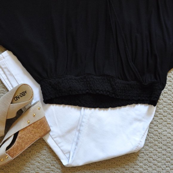 Anthropologie Black Dolman Sleeve Top | Size S-M - Picture 6 of 7